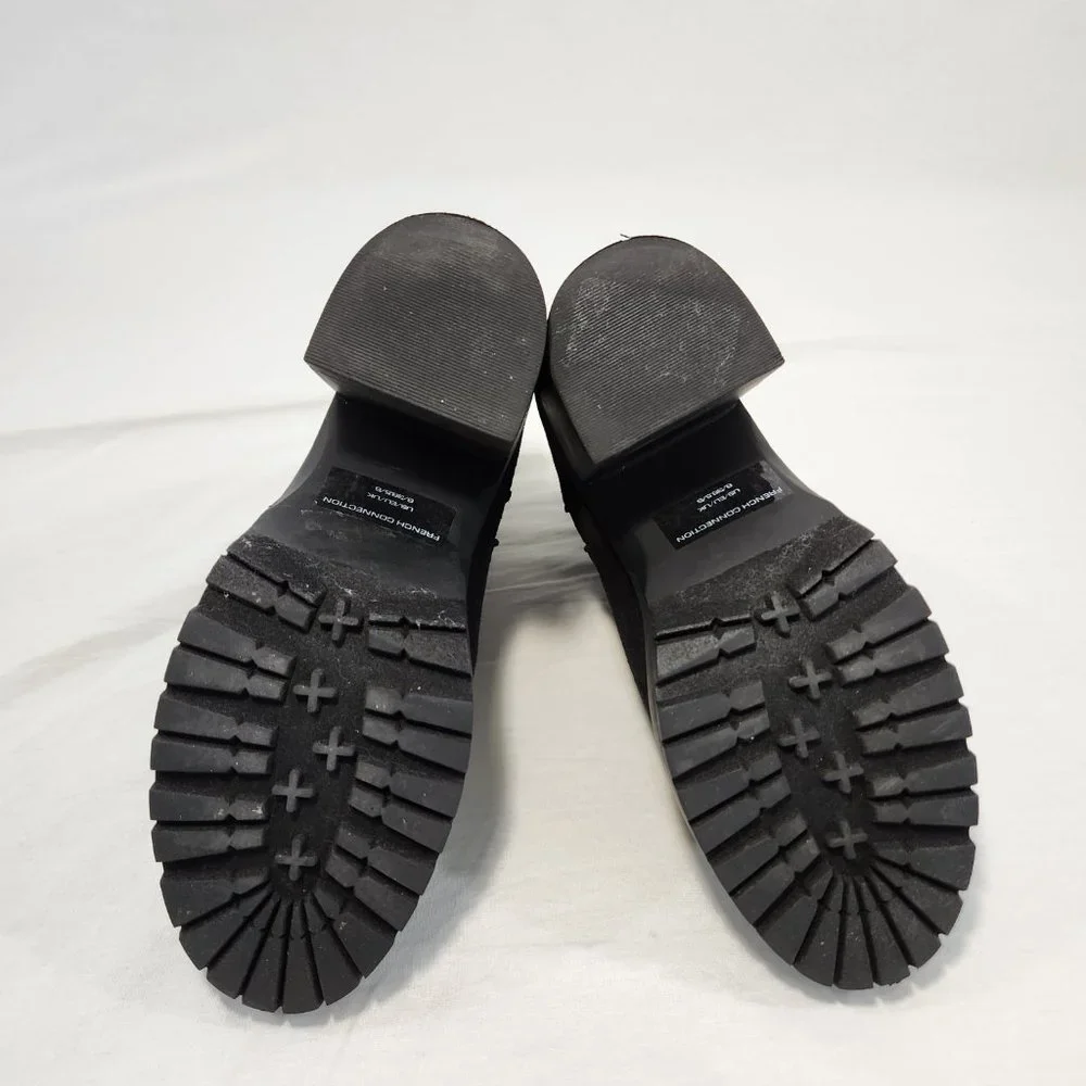 FRENCH CONNECTION Black Jasmine Lug Sole Vegan Side Zip Booties Size 8 LIKE NEW! - Picture 9 of 16